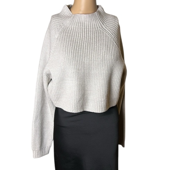 HARLOW, sweater,oversized chunky knit,cropped,raglan,mock,academia,career,PTP 21 - Picture 1 of 9